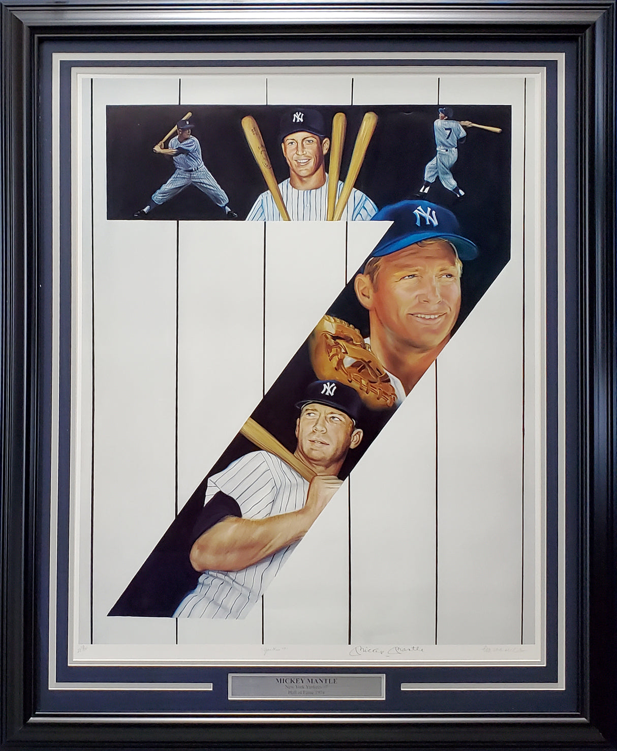 Mickey Mantle Autographed Framed 25x32 Lithograph Photo New York Yankees Artist Proof #23/50 SKU #193714