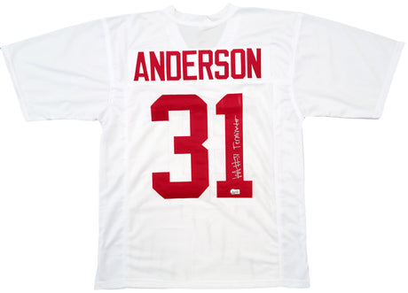 Alabama Crimson Tide Will Anderson Autographed White Jersey "Terminator" Beckett BAS QR Stock #203019