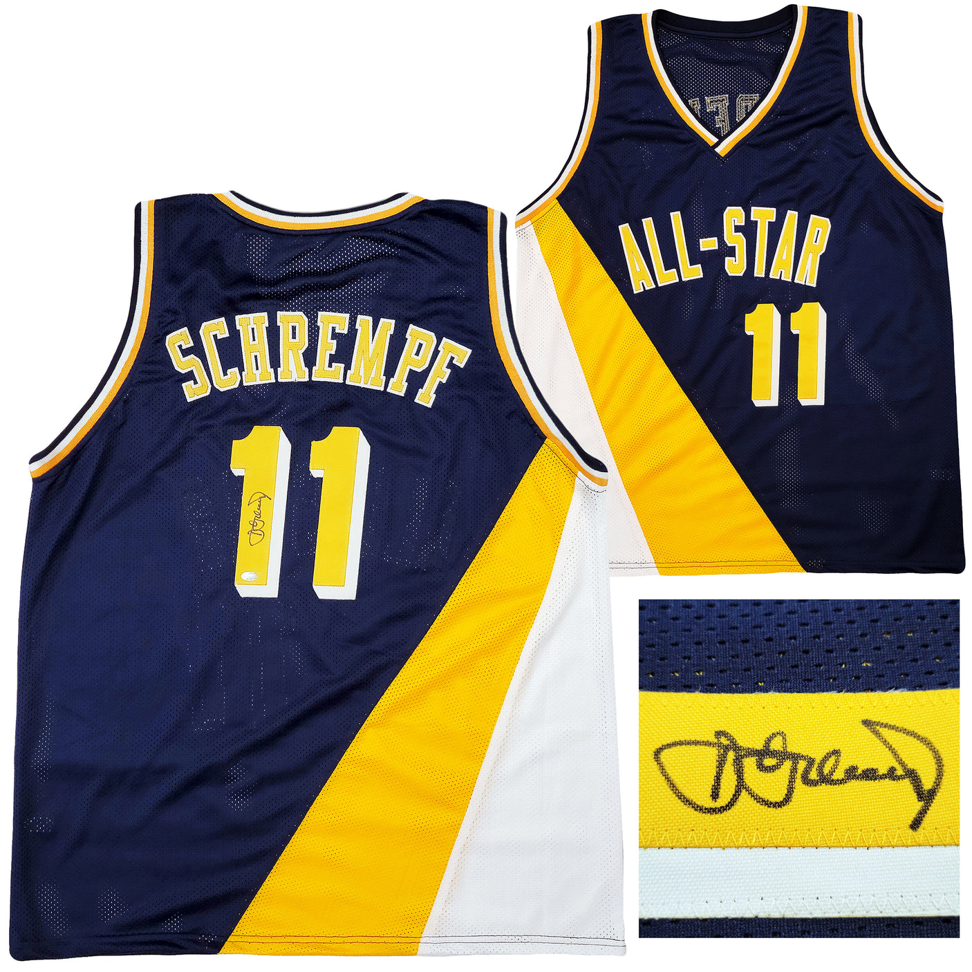 Indiana Pacers Detlef Schrempf Autographed Blue Jersey MCS Holo Stock #202425