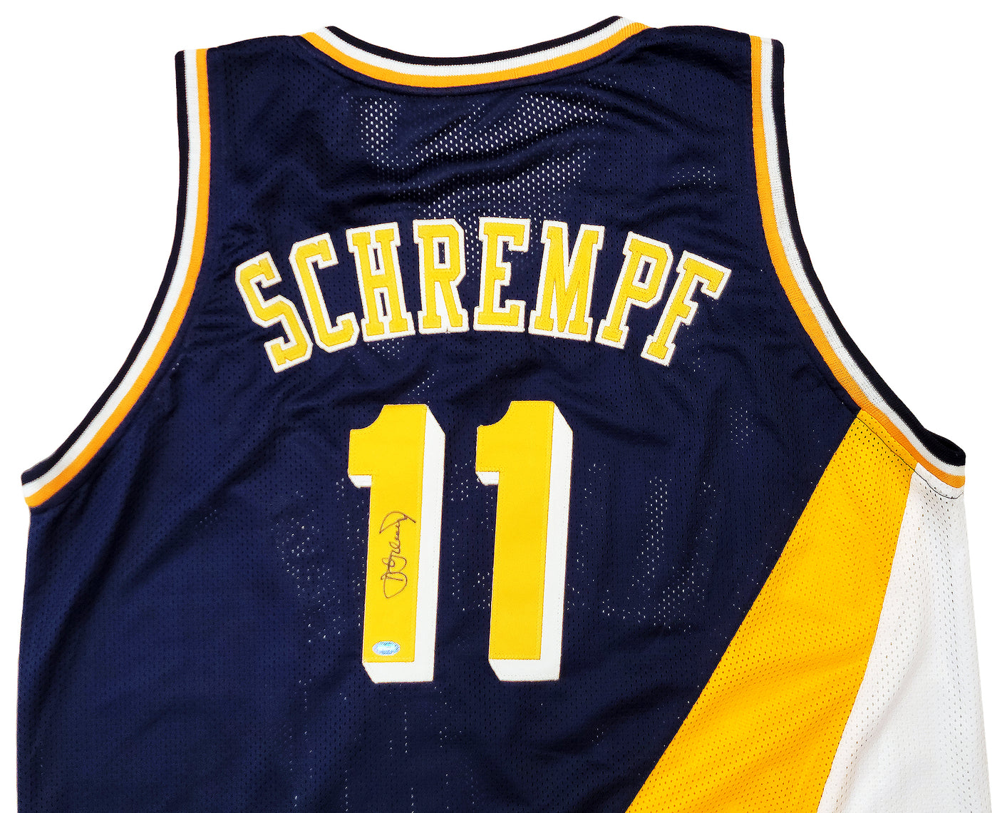 Indiana Pacers Detlef Schrempf Autographed Blue Jersey MCS Holo Stock #202425