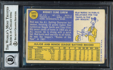 Rod Carew Autographed 1970 Topps Card #290 Minnesota Twins Auto Grade Gem Mint 10 Beckett BAS #12751465