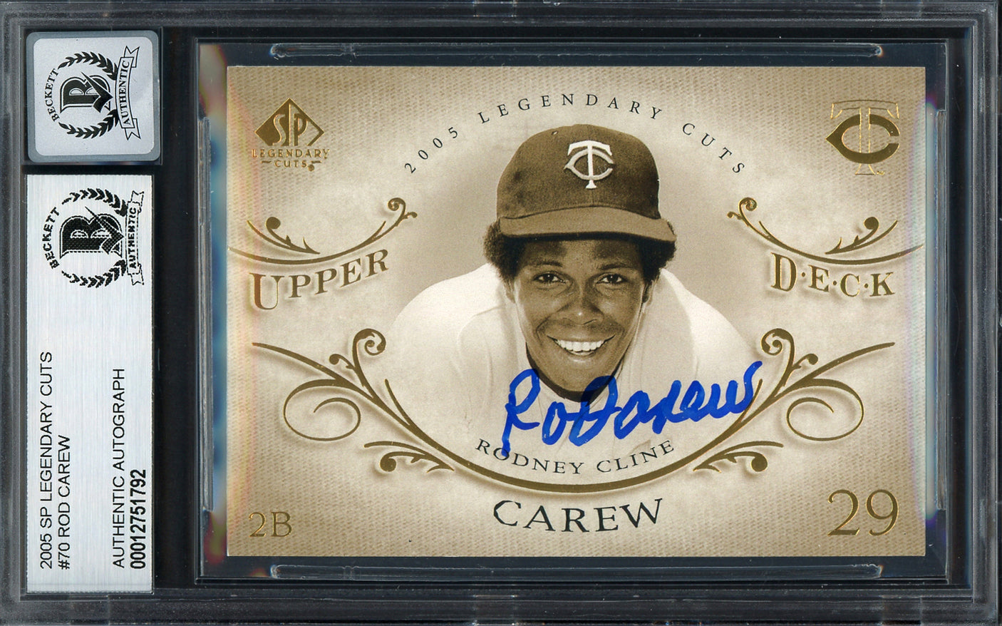 Rod Carew Autographed 2005 SP Legendary Cuts Card #70 Minnesota Twins Auto Grade Gem Mint 10 Beckett BAS Stock #192740