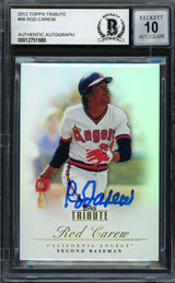 Rod Carew Autographed 2012 Topps Tribute Card #98 California Angels Auto Grade Gem Mint 10 Beckett BAS #12751888