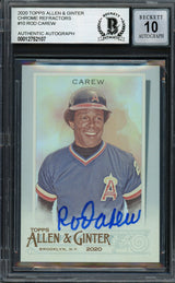 Rod Carew Autographed 2020 Topps Allen & Ginter Foil Card #10 California Angels Auto Grade Gem Mint 10 Beckett BAS #12752107