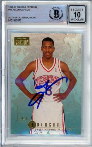 1996-97 Skybox Premium #85 Allen Iverson RC 76ers BAS Autograph 10