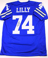 Bob Lilly Autographed Blue Pro Style Jersey w/ HOF '80- JSA Witnessed Auth *7