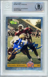 1993 Classic #58 Michael Strahan RC New York Giants BAS Autograph 10