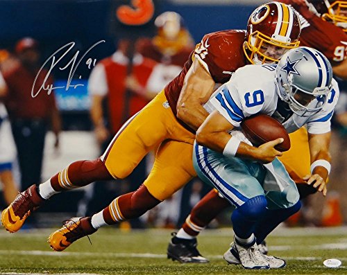 Ryan Kerrigan Autographed Redskins 16x20 Sacking Romo Photo- JSA W Auth