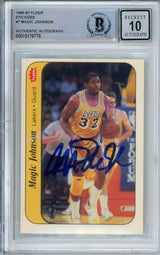 1986-87 Fleer Stickers #7 Magic Johnson Lakers BAS Autograph 10