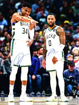 Giannis Antetokounmpo Damian Lillard Signed Bucks 16x20 Photo-Beckett W Holo