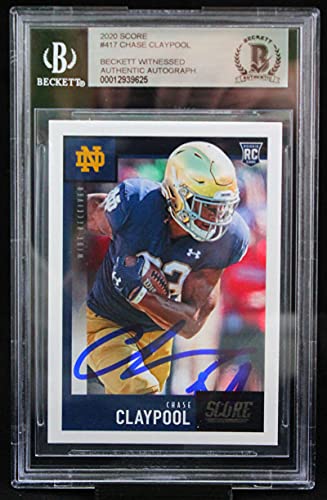 2020 Score #417 Chase Claypool Notre Dame Fighting Irish BAS Autograph 10