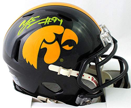 AJ Epenesa Autographed Iowa Hawkeyes Speed Mini Helmet- Beckett W *Yellow