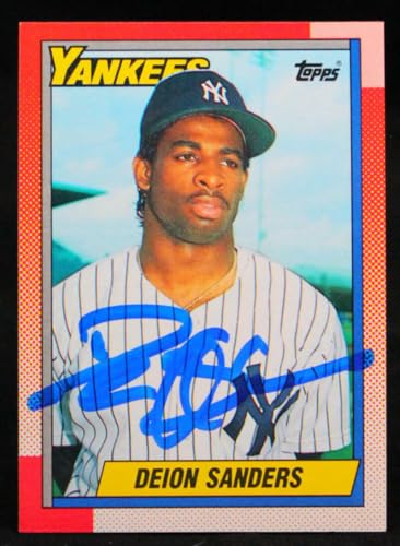 1990 Topps #61 Deion Sanders New York Yankees Autograph Beckett Witness