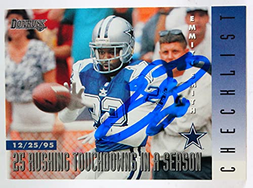 1996 Donruss Checklist #240 Emmitt Smith Cowboys Autograph Beckett Witness