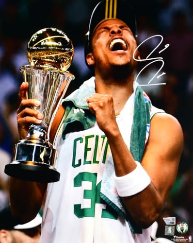 Paul Pierce Autographed Boston Celtics 16x20 Close Up Trophy Photo - Fanatics