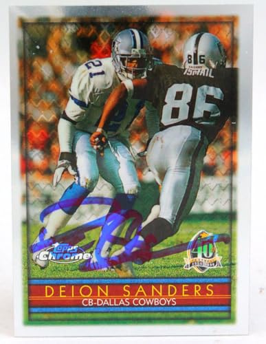 1996 Topps Chrome #79 Deion Sanders Cowboys Autograph Beckett Witness