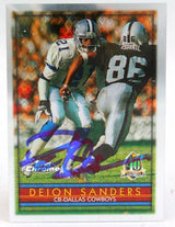 1996 Topps Chrome #79 Deion Sanders Cowboys Autograph Beckett Witness