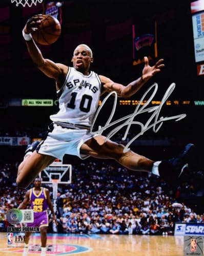 Dennis Rodman Autographed Spurs 8x10 Rebound Photo - Beckett W Hologram *Silver