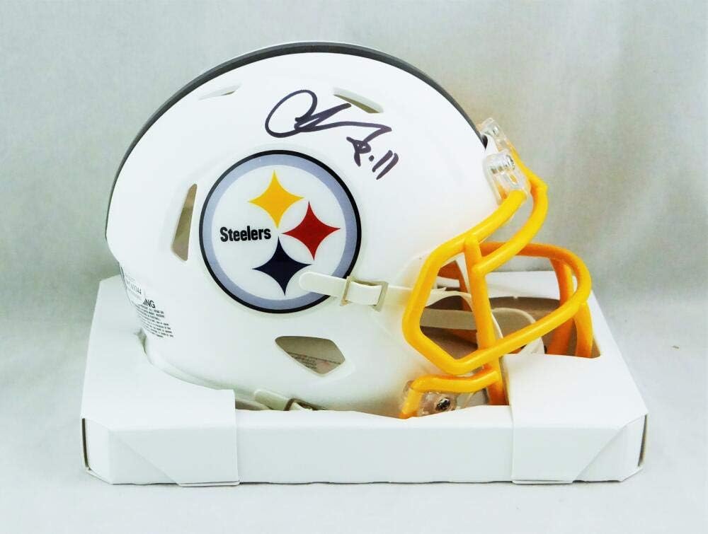 Chase Claypool Signed Pittsburgh Steelers Flat White Mini Helmet- Beckett W Auth