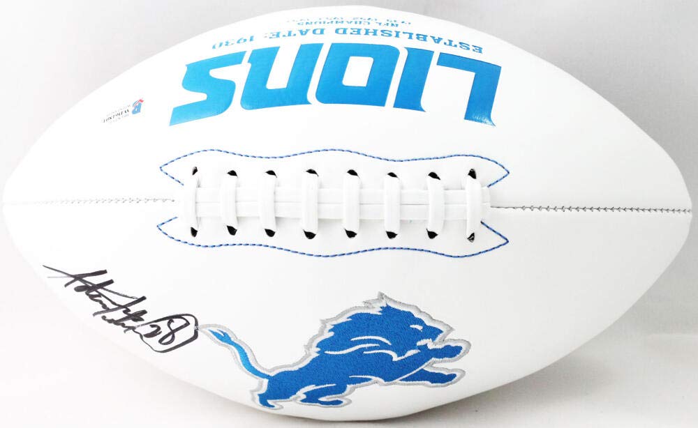 Adrian Peterson Autographed Detroit Lions Logo Football - Beckett W *Black