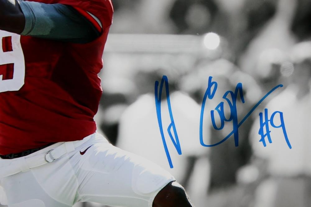 Amari Cooper Autographed Alabama 16x20 B&W & Color In Air PF. Photo- JSA