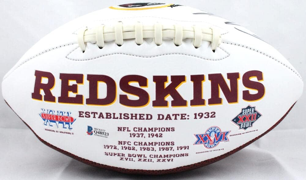 Dwayne Haskins Autographed Washington Redskins Logo Football- Beckett Auth *Blk