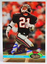 1991 Stadium Club #3 Deion Sanders Atlanta Falcons Autograph Beckett Witness