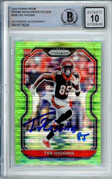 2020 Panini Prizm Neon Green Pulsar #308 Tee Higgins Bengals BAS Autograph 10