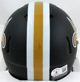 Darren Sproles Autographed Saints Flat Black Speed Mini Helmet- BeckettW Holo