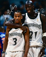 Kevin Garnett Stephon Marbury Signed Timberwolves 16x20 Hugging Photo- Beckett W