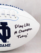 Cole Kmet Signed Notre Dame Fighting Irish Logo Football w/Insc - Beckett W Auth