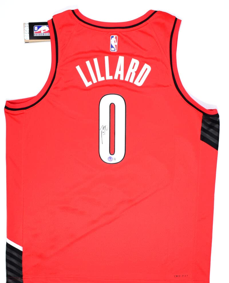 Damian Lillard Signed Trail Blazers Nike Swingman Red Statement Jersey-BA W Holo