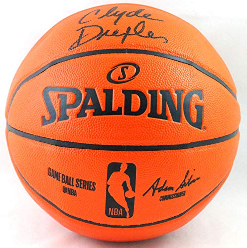 Clyde Drexler Autographed Spalding Basketball - JSA Witnessed *Black