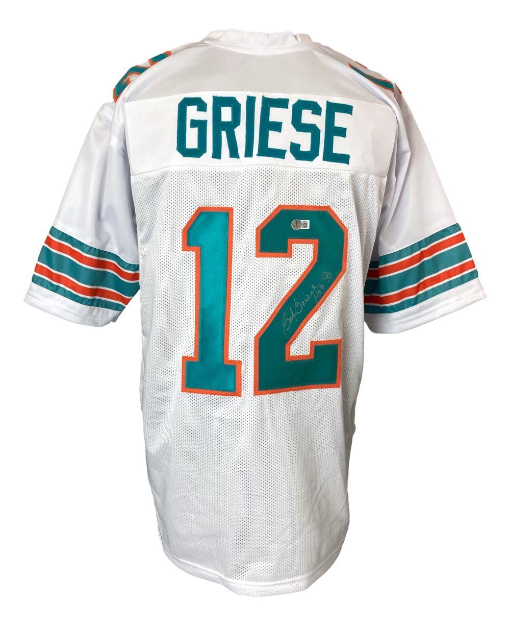 Bob Griese Miami Signed White Football Jersey HOF 90 BAS