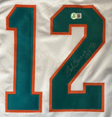 Bob Griese Miami Signed White Football Jersey HOF 90 BAS