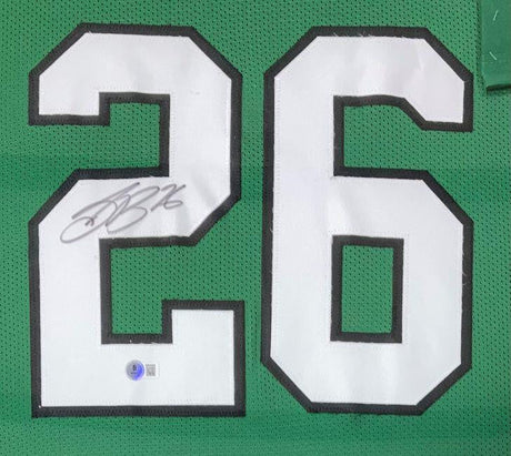 Saquon Barkley Philadelphia Signed Framed Kelly Green Football Jersey BAS ITP