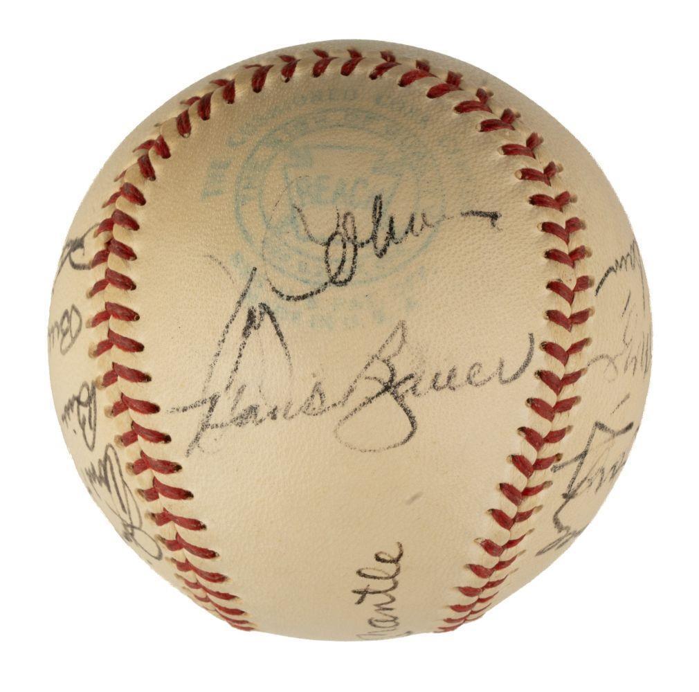 1953 New York Yankees Signed Baseball Mickey Mantle Yogi Berra & More PSA LOA