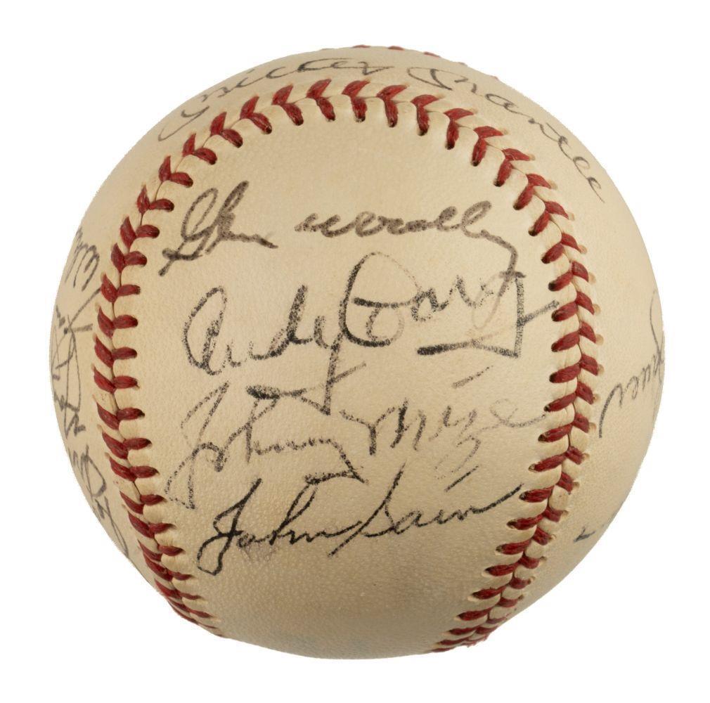 1953 New York Yankees Signed Baseball Mickey Mantle Yogi Berra & More PSA LOA