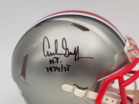 Archie Griffin Autographed Ohio State Buckeyes Flash Silver Speed Mini Helmet "Heisman 74/75" Beckett BAS QR Stock #203461