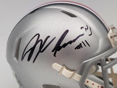 Jaxon Smith-Njigba Autographed Ohio State Buckeyes Silver Speed Mini Helmet Beckett BAS QR Stock #203466