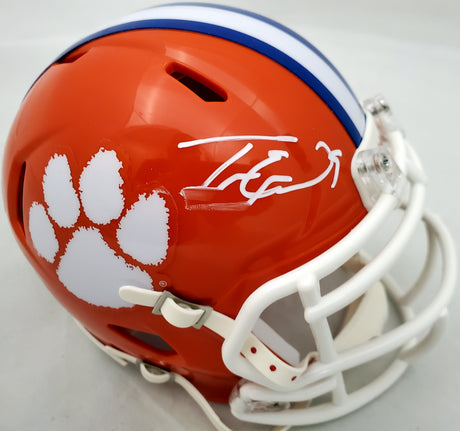 Travis Etienne Autographed Clemson Tigers Speed Mini Helmet (Smudged) Beckett BAS #WH79006