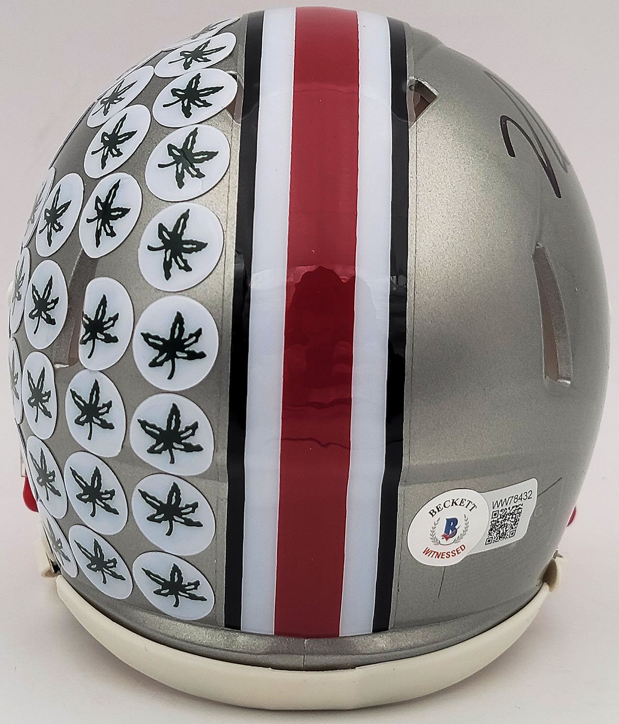 Nick Bosa Autographed Ohio State Buckeyes Flash Gray Speed Mini Helmet Beckett BAS QR Stock #203887