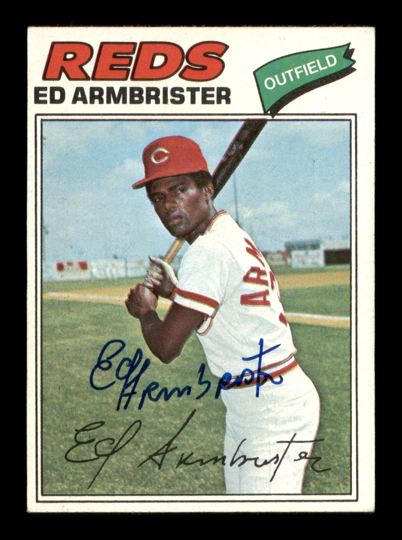 Ed Armbrister Autographed 1977 Topps Card #203 Cincinnati Reds SKU #205078