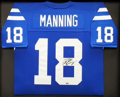 Indianapolis Colts Peyton Manning Autographed Framed Blue Authentic Mitchell & Ness Replica 1998 Throwback Jersey Fanatics Holo Stock #203487