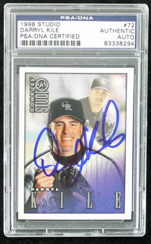 Rockies Darryl Kile Authentic Signed Card 1998 Studio #72 PSA/DNA Slabbed