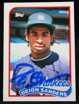 1989 Topps Traded #110T Deion Sanders New York Yankees Autograph Beckett Witness