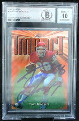 1997 Finest #269 Tony Gonzalez Kansas City Chiefs BAS Autograph 10