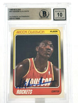 1988-89 Fleer #53 Hakeem Olajuwon Auto Houston Rockets BAS Autograph 10