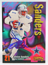 1998 Skybox Thunder #206 Deion Sanders Dallas Cowboys Autograph Beckett Witness