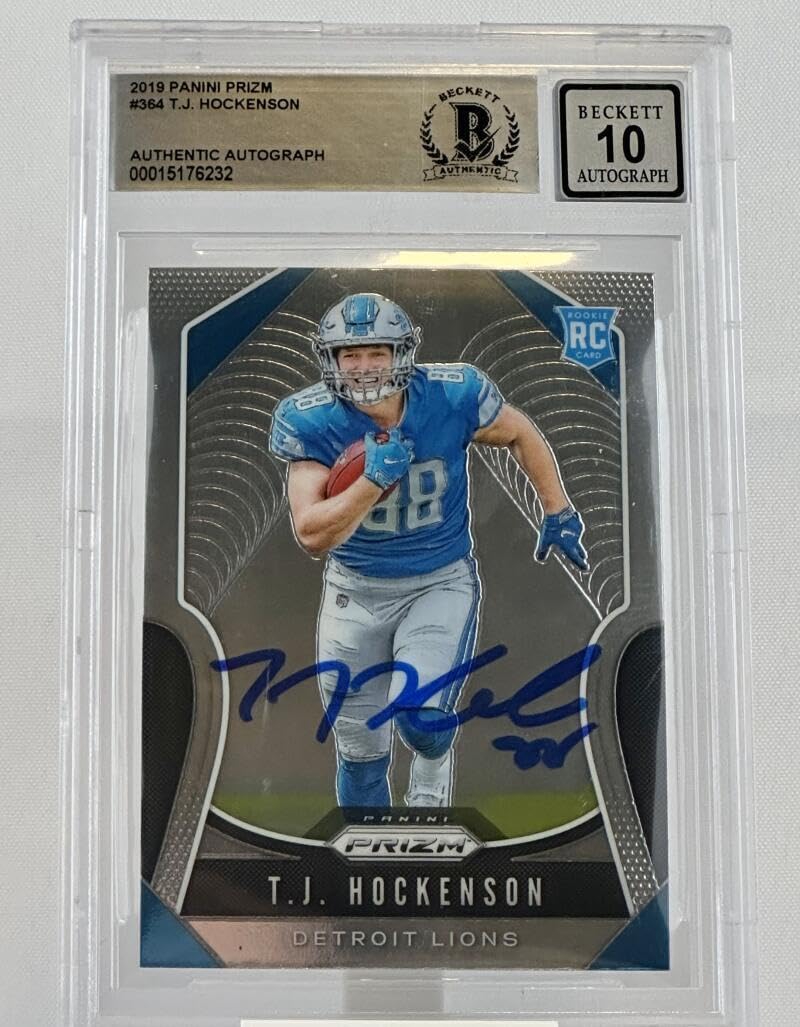 2019 Panini Prizm #364 T.J. Hockenson Auto Detroit Lions BAS Autograph 10